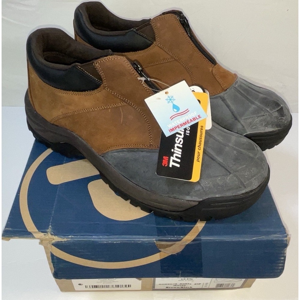 NIB Men's Propet Blizzard Ankle Snow Boots / Shoes Brown Black - Size 15 EW Wide